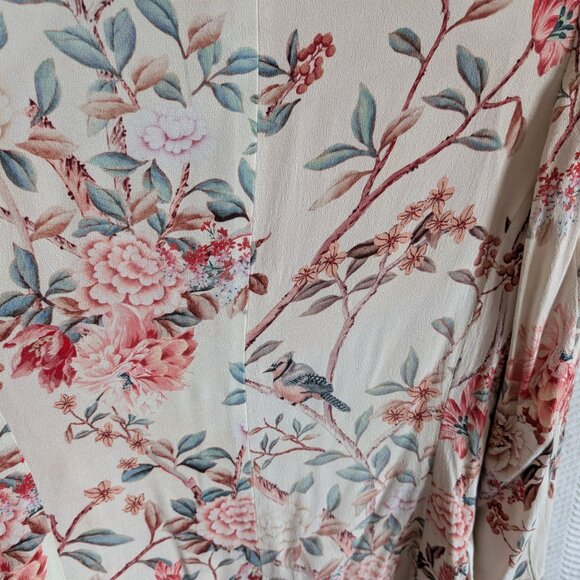 Zara Woman Floral & Blue jay print Blazer Size XS Spring Lightweight Feminine - Picture 10 of 16